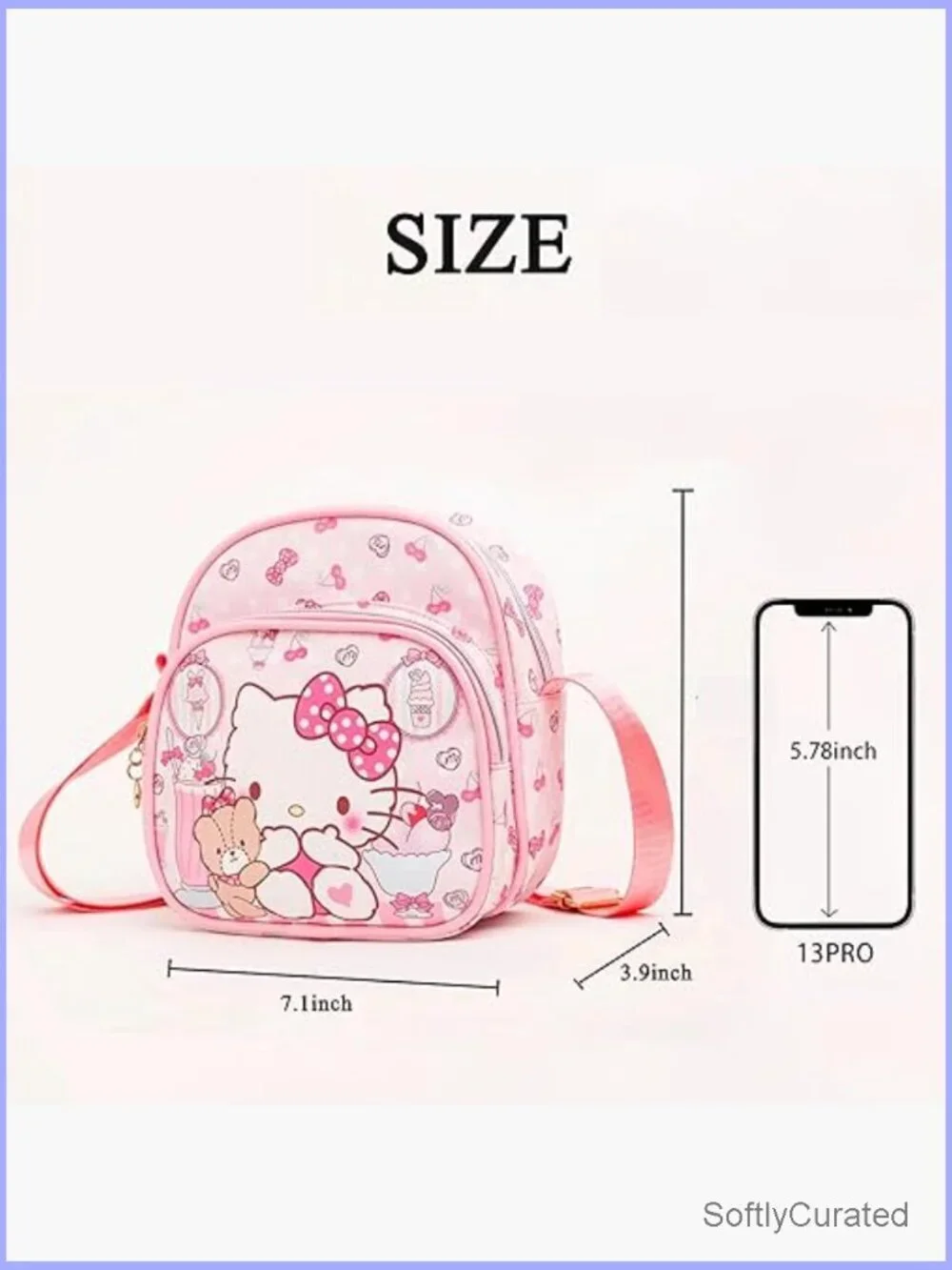 Mini Crossbody Purse Cartoon Design PU Leather Messenger Bag Adjustable Strap